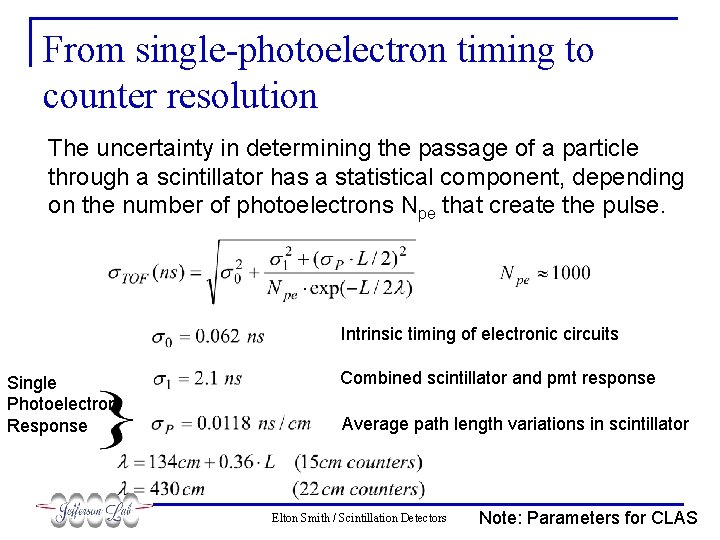 From single-photoelectron timing to counter resolution The uncertainty in determining the passage of a