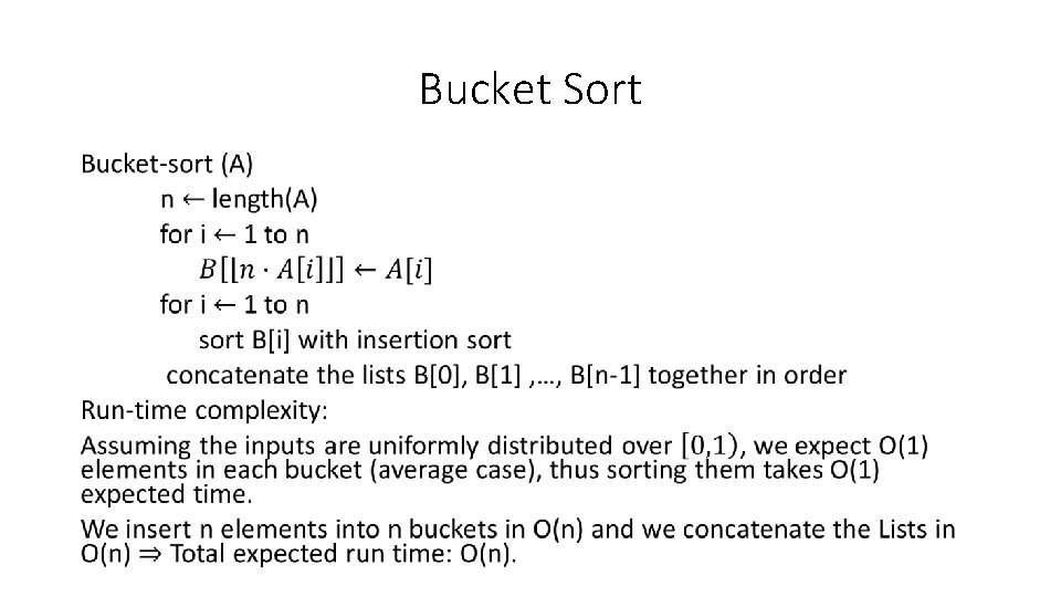 Bucket Sort • 