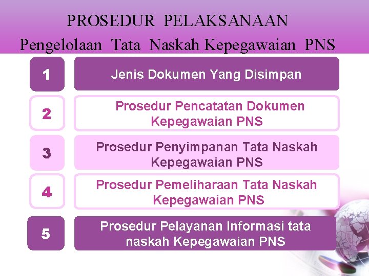 PROSEDUR PELAKSANAAN Pengelolaan Tata Naskah Kepegawaian PNS 1 2 Jenis Dokumen Yang Disimpan PProsedur