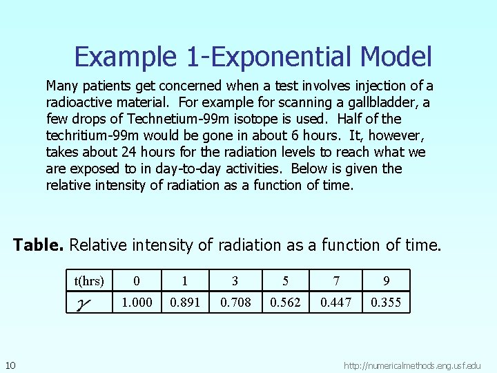 Example 1 -Exponential Model Many patients get concerned when a test involves injection of