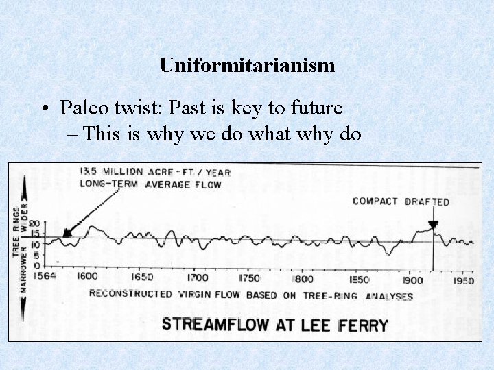 Uniformitarianism • Paleo twist: Past is key to future – This is why we