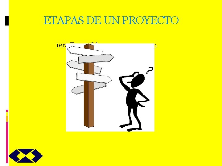 ETAPAS DE UN PROYECTO 1 era Etapa: Idea (necesidad u oportunidad) 2 da Etapa: