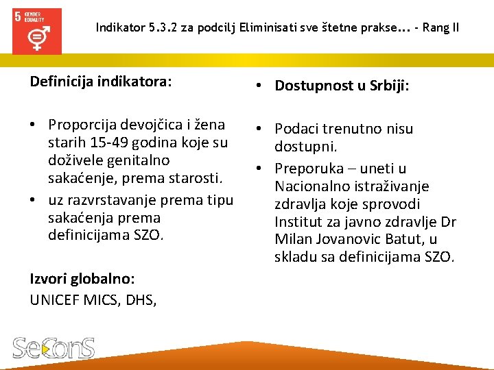 Indikator 5. 3. 2 za podcilj Eliminisati sve štetne prakse. . . - Rang