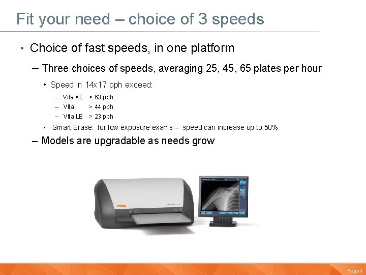 Fit your need – choice of 3 speeds • Choice of fast speeds, in