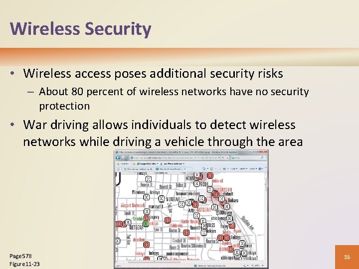 Wireless Security • Wireless access poses additional security risks – About 80 percent of