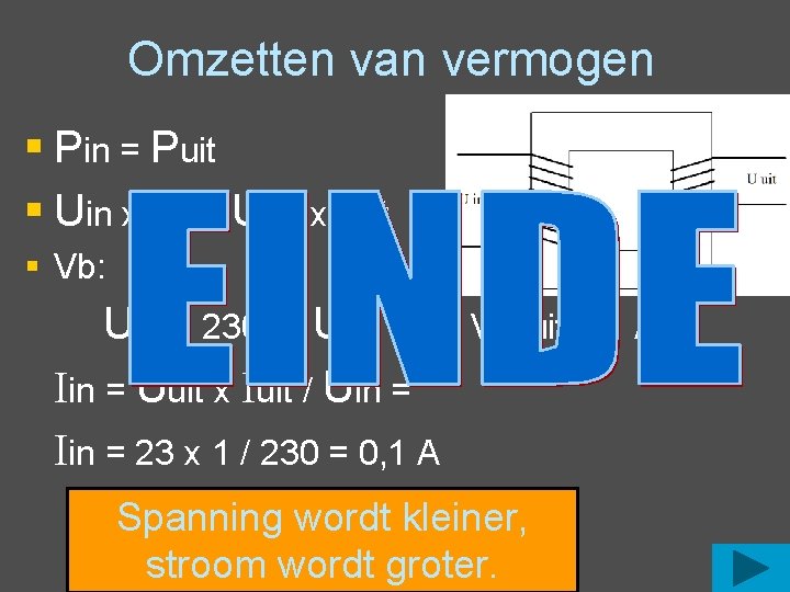 Omzetten van vermogen § Pin = Puit § Uin x Iin = Uuit x