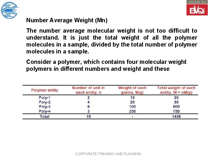 Number Average Weight (Mn) The number average molecular weight is not too difficult to Number Average Weight (Mn) The number average molecular weight is not too difficult to