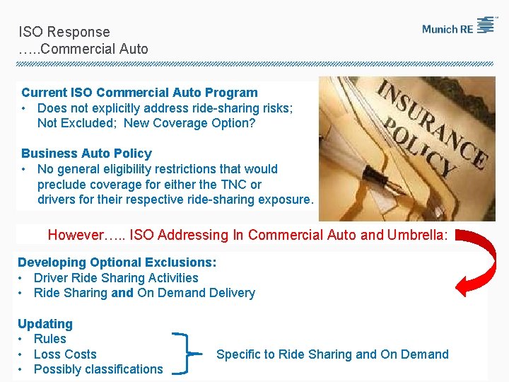ISO Response …. . Commercial Auto Current ISO Commercial Auto Program • Does not