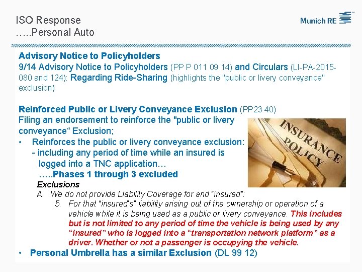 ISO Response …. . Personal Auto Advisory Notice to Policyholders 9/14 Advisory Notice to