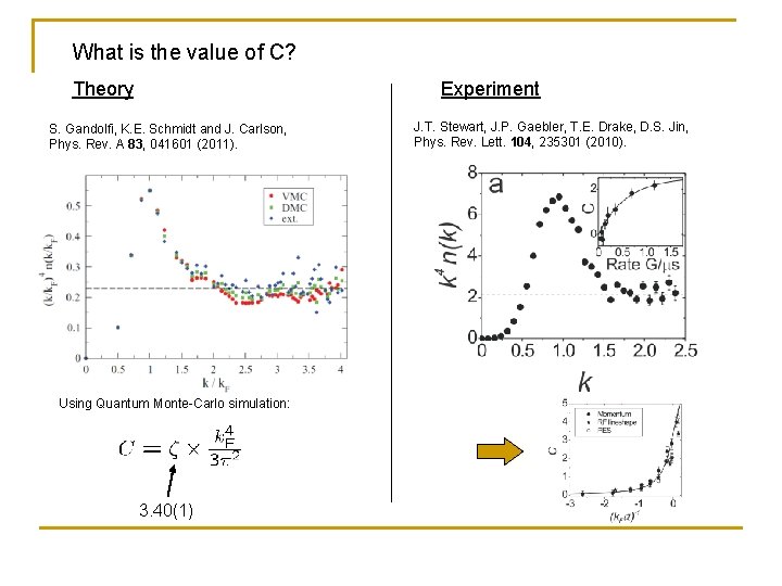 What is the value of C? Experiment Theory S. Gandolfi, K. E. Schmidt and