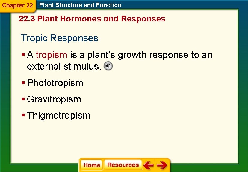 Chapter 22 Plant Structure and Function 22. 3 Plant Hormones and Responses Tropic Responses