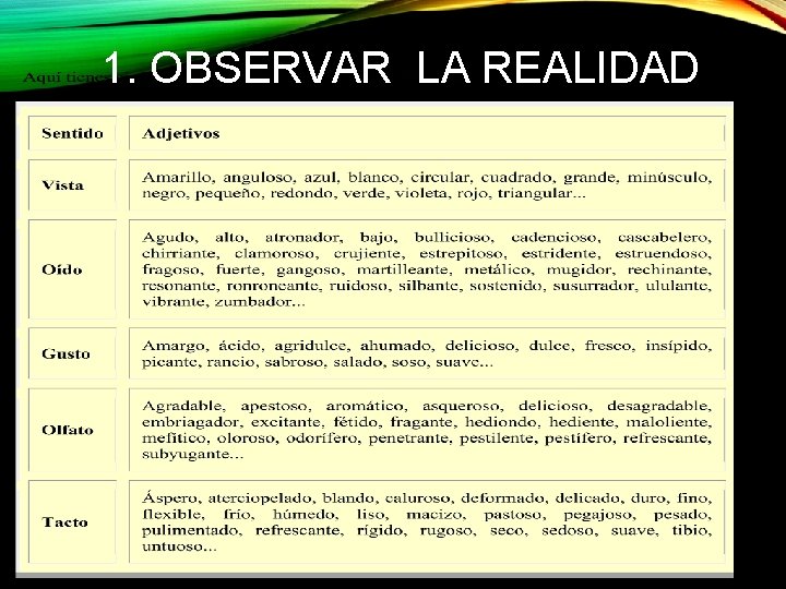 1. OBSERVAR LA REALIDAD 