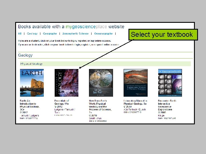 Select your textbook 