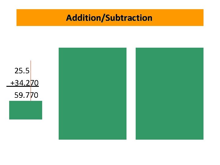 Addition/Subtraction 25. 5 +34. 270 59. 770 59. 8 32. 72 320 ‑ 0.