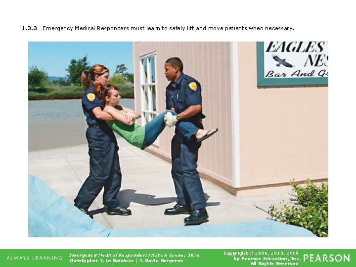 1. 3. 3 Emergency Medical Responders must learn to safely lift and move patients