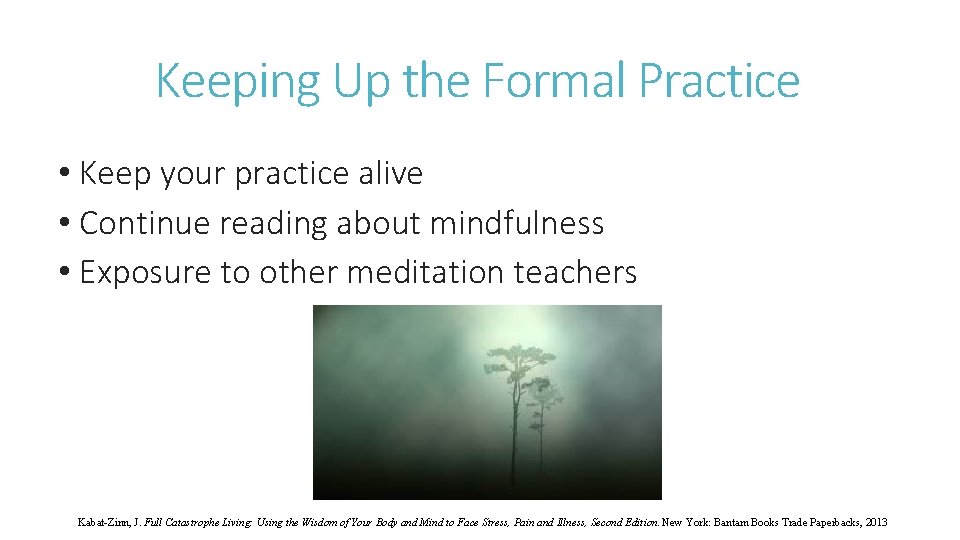 Keeping Up the Formal Practice • Keep your practice alive • Continue reading about