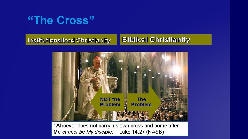 “The Cross” Institutionalized Christianity NOT the Problem Biblical Christianity The Problem "Whoever does not