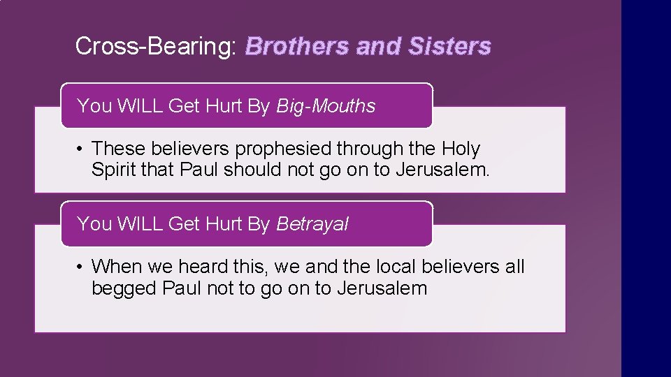 Cross-Bearing: Brothers and Sisters You WILL Get Hurt By Big-Mouths • These believers prophesied