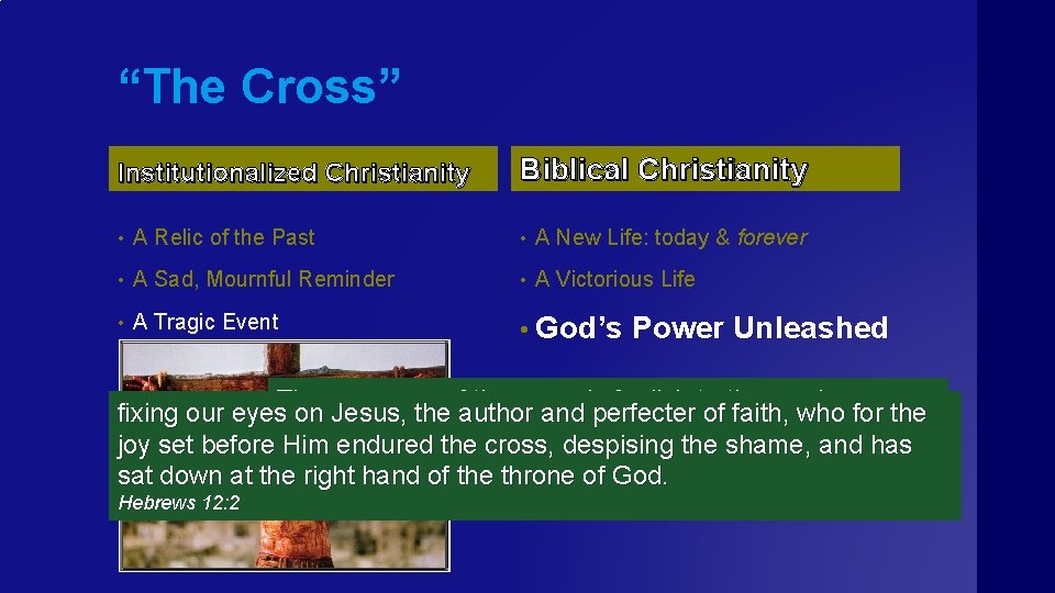 “The Cross” Institutionalized Christianity Biblical Christianity • A Relic of the Past • A