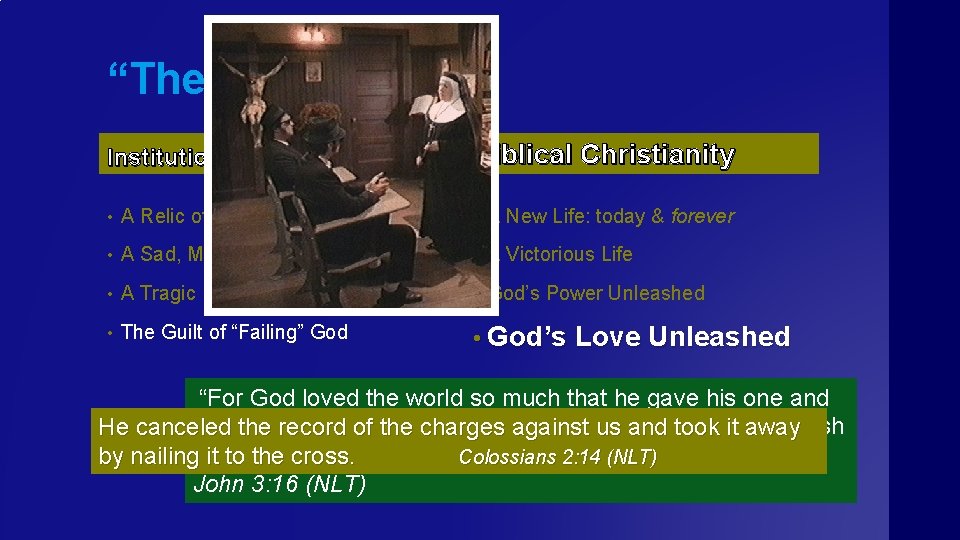 “The Cross” Institutionalized Christianity Biblical Christianity • A Relic of the Past • A