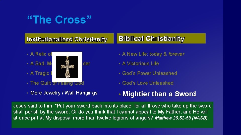 “The Cross” Institutionalized Christianity Biblical Christianity • A Relic of the Past • A