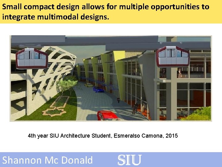 Small compact design allows for multiple opportunities to integrate multimodal designs. 4 th year