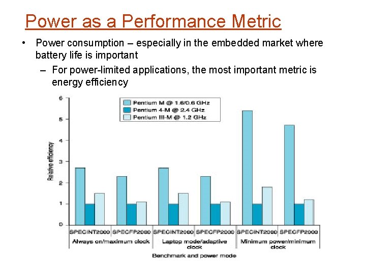 Power as a Performance Metric • Power consumption – especially in the embedded market
