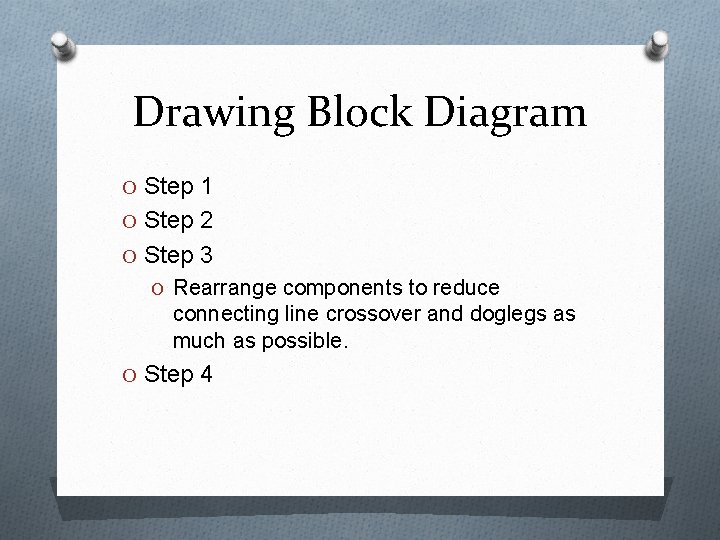 Drawing Block Diagram O Step 1 O Step 2 O Step 3 O Rearrange