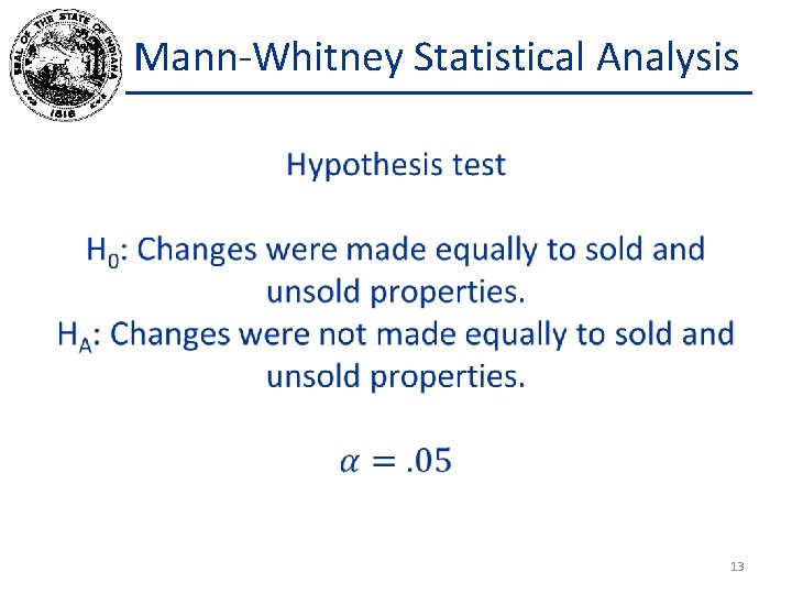 Mann-Whitney Statistical Analysis 13 