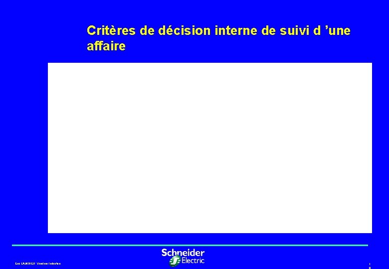 Critères de décision interne de suivi d ’une affaire Eric LAMIDIEU, Vendeur Industrie. 1