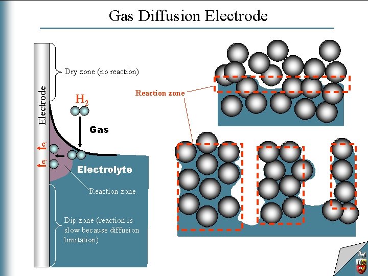 Gas Diffusion Electrode Dry zone (no reaction) Reaction zone H 2 Gas ee- Electrolyte