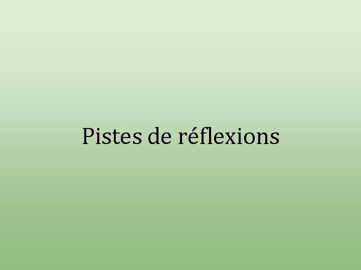 Pistes de réflexions 