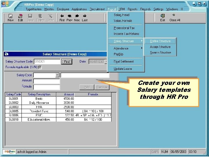 Create your own Salary templates through HR Pro 