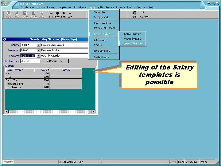 Editing of the Salary templates is possible 