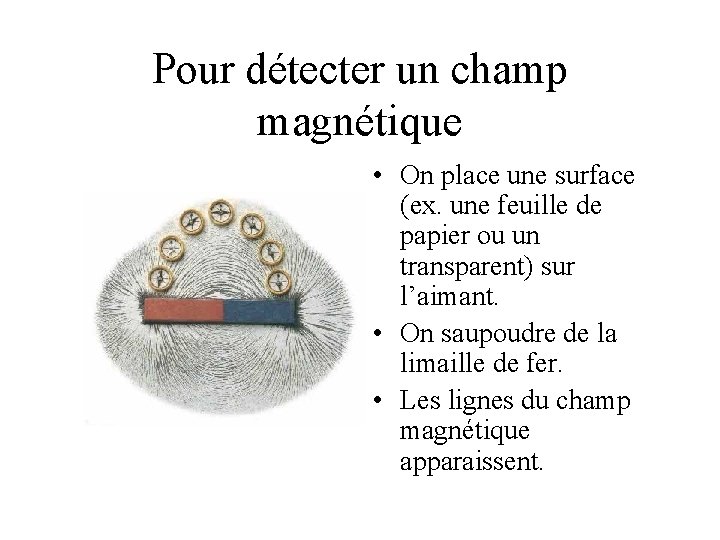 Pour détecter un champ magnétique • On place une surface (ex. une feuille de