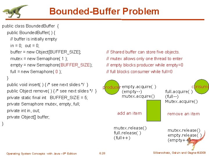 Bounded-Buffer Problem public class Bounded. Buffer { public Bounded. Buffer( ) { // buffer