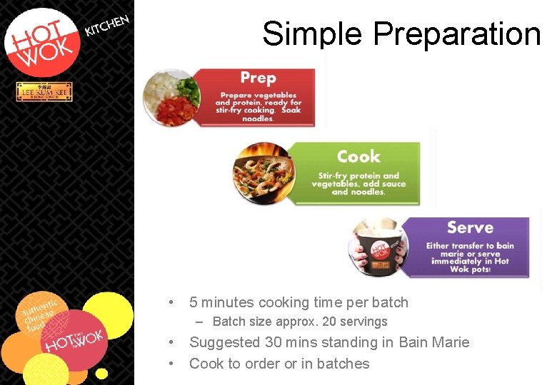 Simple Preparation • 5 minutes cooking time per batch – Batch size approx. 20 Simple Preparation • 5 minutes cooking time per batch – Batch size approx. 20