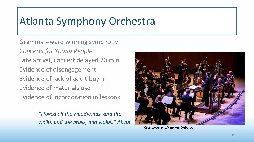 Atlanta Symphony Orchestra Grammy-Award winning symphony Concerts for Young People Late arrival, concert delayed