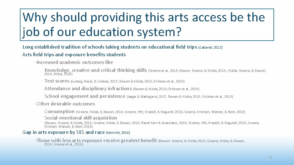 Why should providing this arts access be the job of our education system? Long