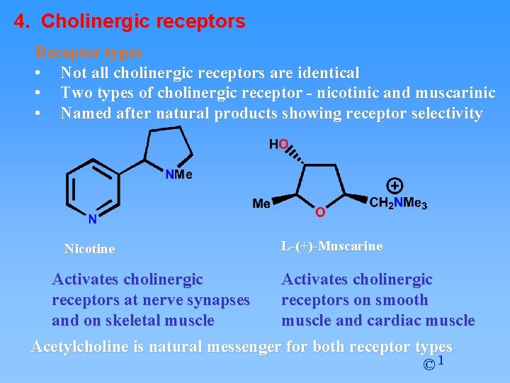 4. Cholinergic receptors Receptor types • Not all cholinergic receptors are identical • Two