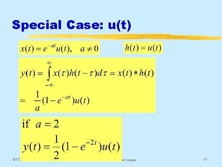 Special Case: u(t) 9/17/2020 © 2003, JH Mc. Clellan & RW Schafer 11 