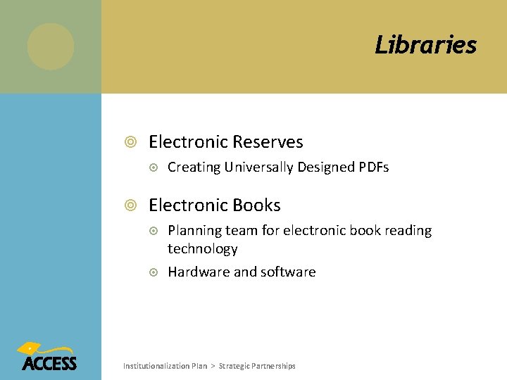 Libraries Electronic Reserves Creating Universally Designed PDFs Electronic Books Planning team for electronic book