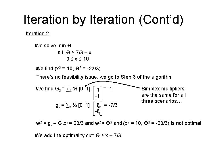 Iteration by Iteration (Cont’d) Iteration 2 We solve min Ө s. t. Ө ≥