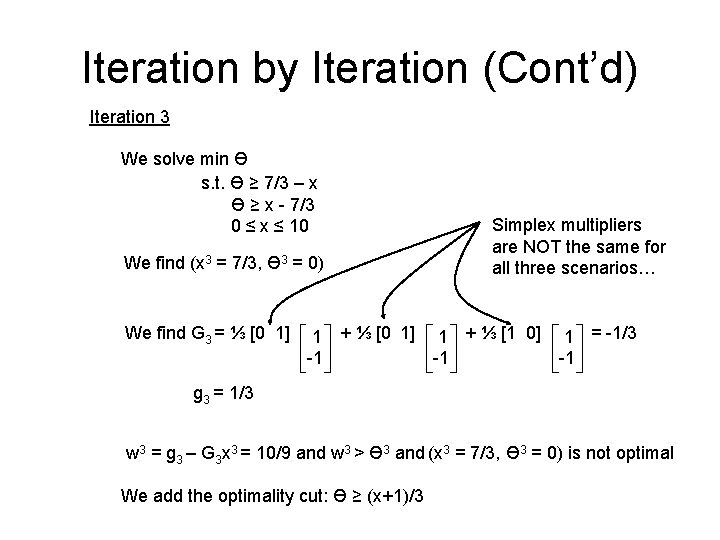 Iteration by Iteration (Cont’d) Iteration 3 We solve min Ө s. t. Ө ≥