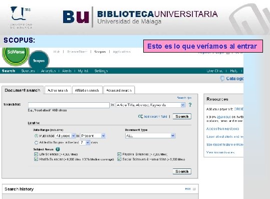 SCOPUS: Esto es lo que veríamos al entrar 