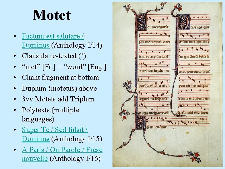 Motet • Factum est salutare / Dominus (Anthology I/14) • Clausula re-texted (!) •