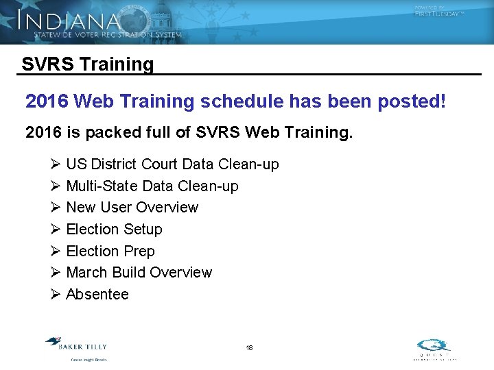 SVRS Training 2016 Web Training schedule has been posted! 2016 is packed full of