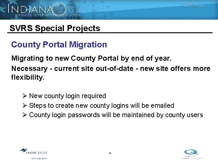 SVRS Special Projects County Portal Migration Migrating to new County Portal by end of