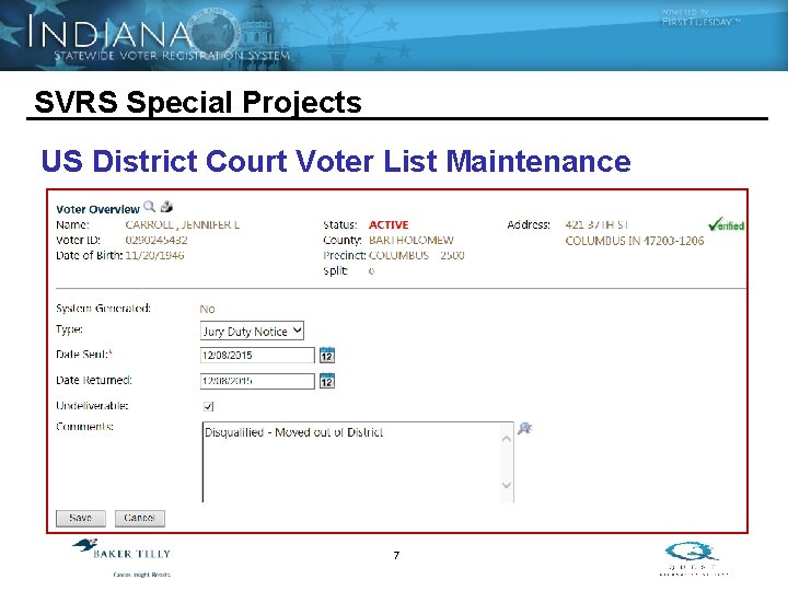 SVRS Special Projects US District Court Voter List Maintenance 7 