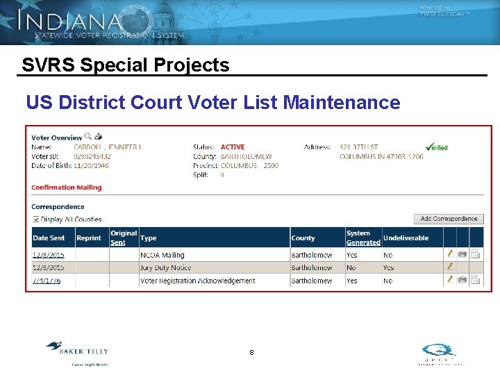 SVRS Special Projects US District Court Voter List Maintenance 8 